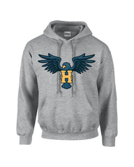 Hanover Gray Hoodie - Hawk w/H Full Front/Left Chest