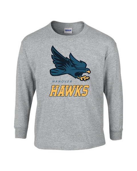 T-Shirt - Long-Sleeve - Cotton - Gray - Adult/Youth - Hawk Designs – The  Hawk's Nest
