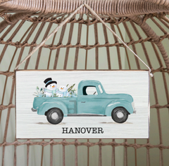 Rustic Marlin Hanging Twine Snowman Truck Sign