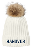 Faux Fur Pom Pom Hats - Navy/Cream