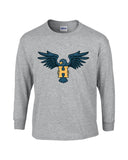 T-Shirt - Long-Sleeve - Cotton - Gray - Adult/Youth - Hawk Designs
