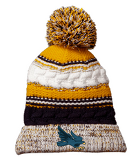 Hat - Pom Pom - Navy/Gold/White